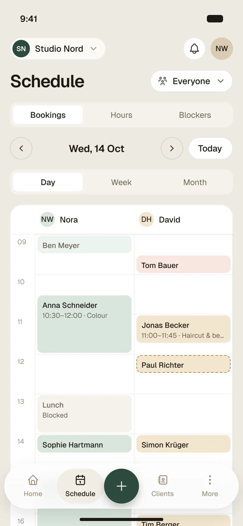 The Appointa schedule on a phone